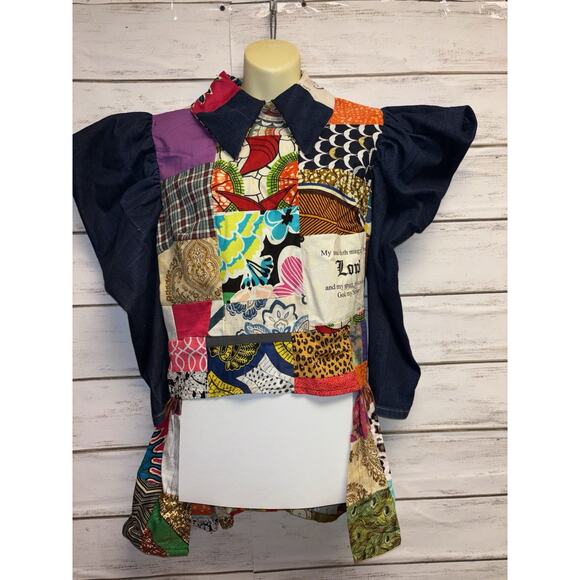 Artsy K. Small Collection Original Top/Blouse Patchwork Boho Zip Back Unique SEE - Picture 8 of 16
